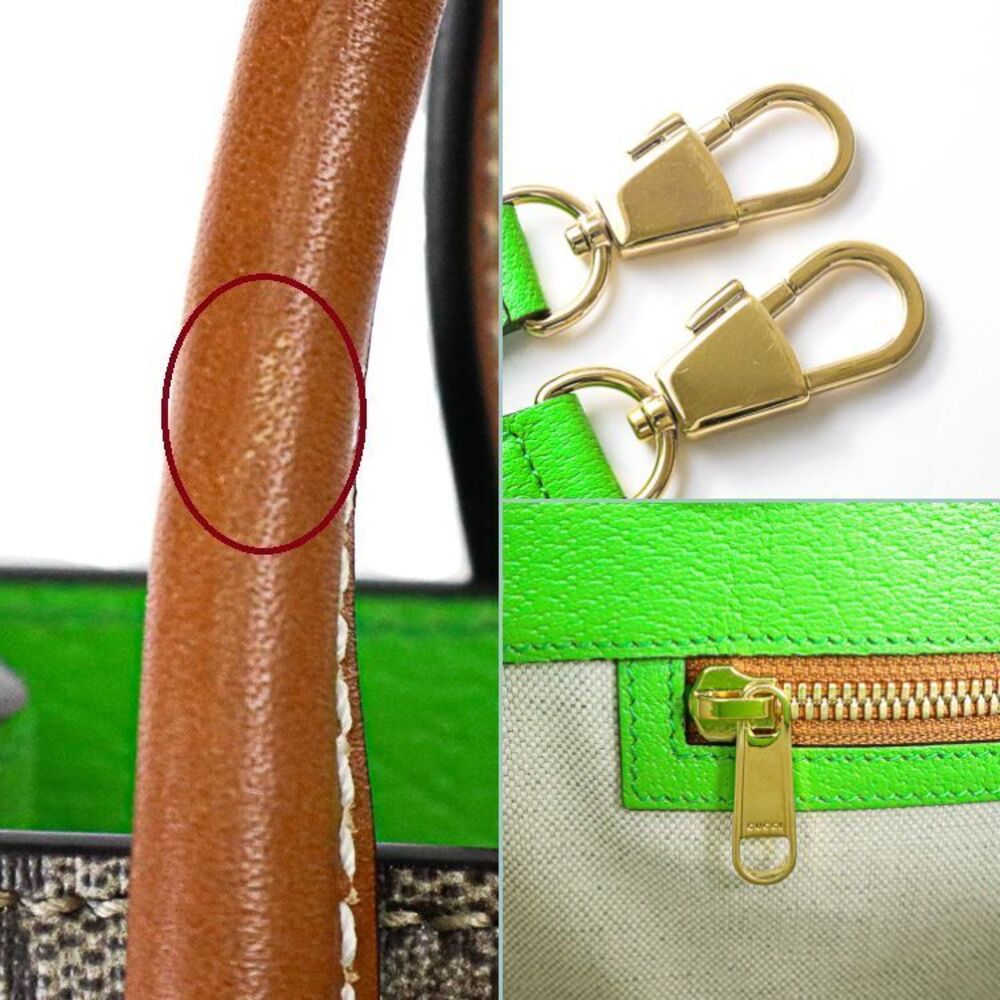 GUCCI Limited Edition GG Supreme Interlocking Tote Bag Leather Brown Multicolor - Picture 9 of 10